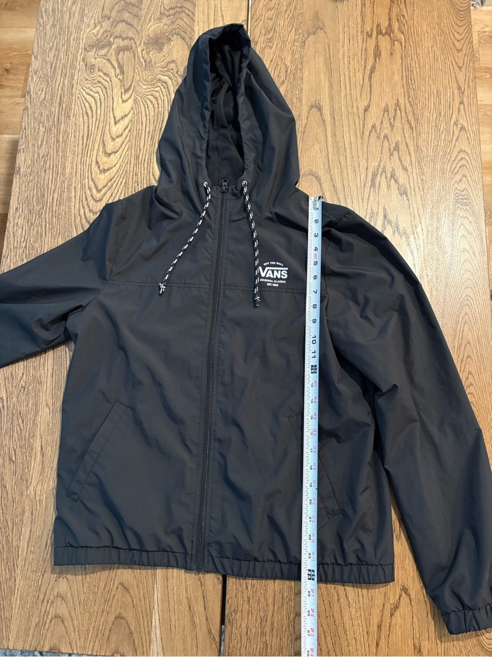 Vans Black Hooded Windbreaker Jacket Full Zip Size Large